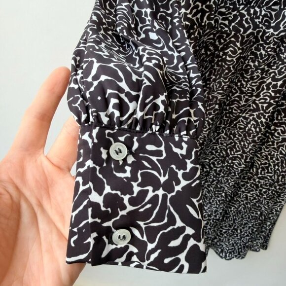 Officine Générale Gathered Printed Satin Midi Dress – Black Size XS - Picture 5 of 9